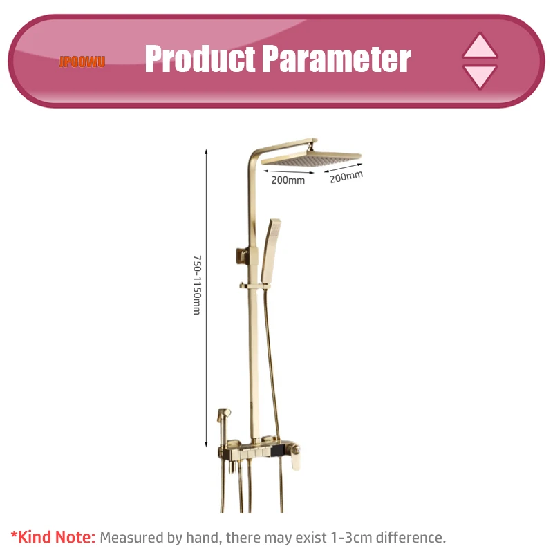 Роскошный смеситель для тропического душа Brush Gold светодиодный цифровой