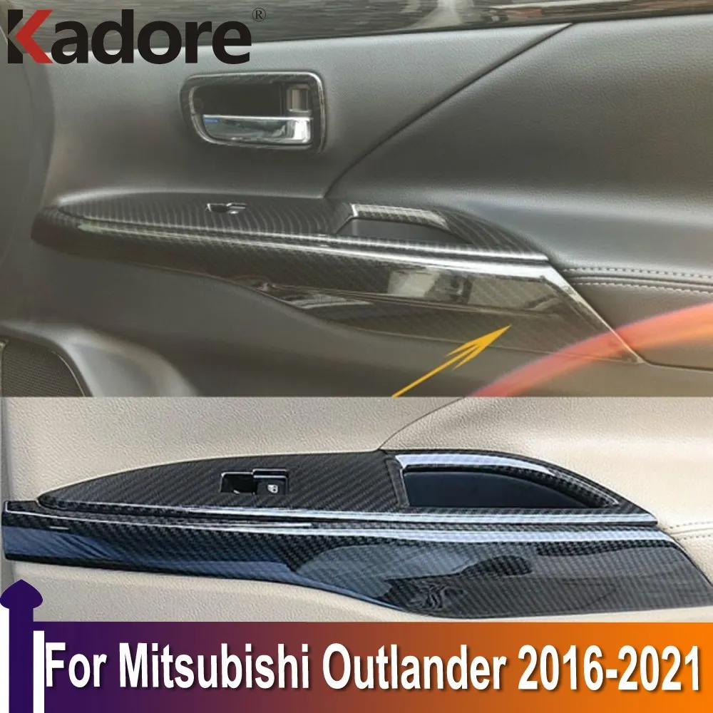 

For Mitsubishi Outlander 2016-2018 2019 2020 2021 Carbon Fiber Interior Accessories Door Armrest Handle Decoration Cover Trim