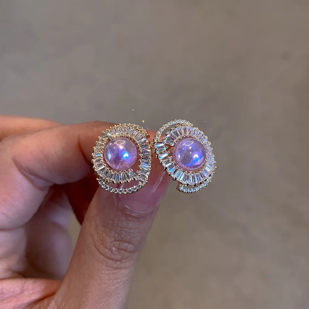 

Корейские высококачественные серьги в виде планшетов с фиолетовым жемчугом, серебро 925 пробы, серьги-иглы для женщин, свадебные украшения