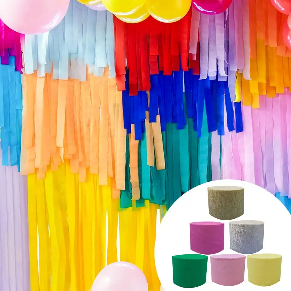 

5cm*10 meters Crepe Paper Streamers Tissue Paper Roll Flower Craft Making Birthday Wedding Party Backdrop DIY Decoration