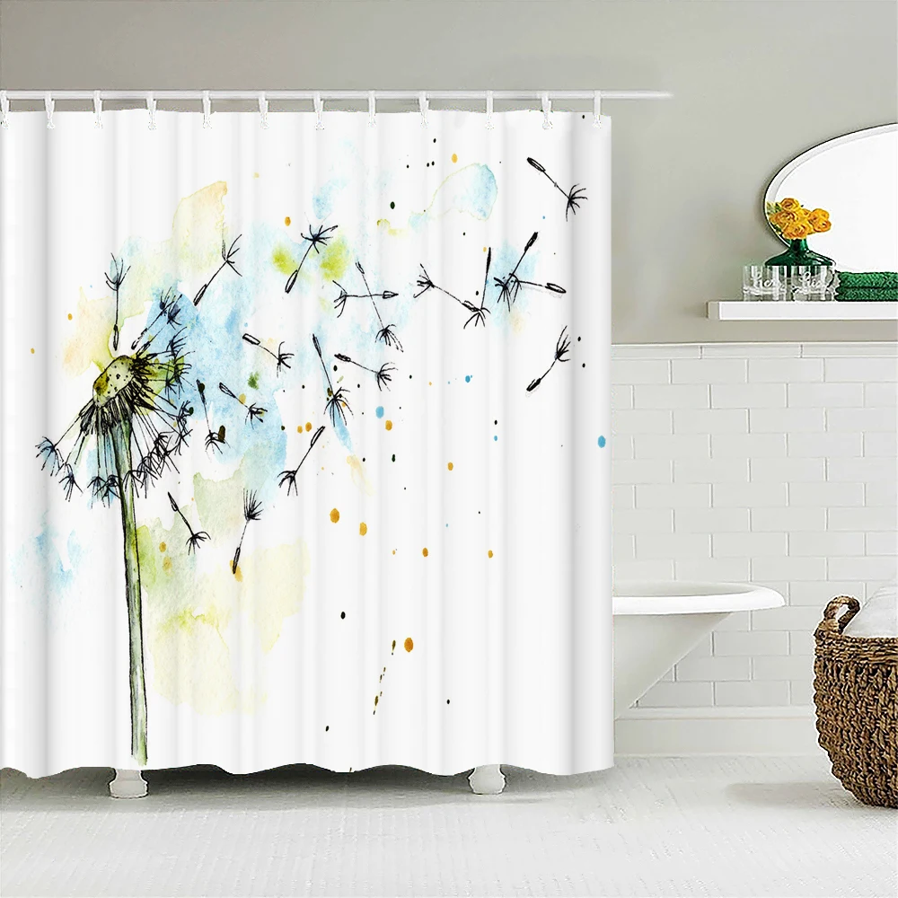 

Dandelion Natural Flowers Shower Curtains Waterproof Bathroom Curtain Bath Curtain High Quality With Hooks Shower Curtain