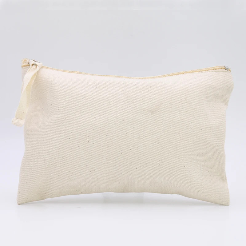 100pcs Plain Nature Cotton Canvas Travel Toiletry Pouch Custom Accept