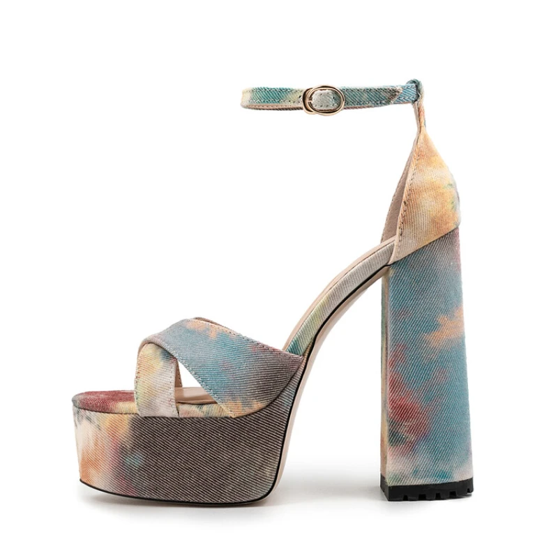 Женские босоножки с открытым носком черные красные или белые на высоком каблуке