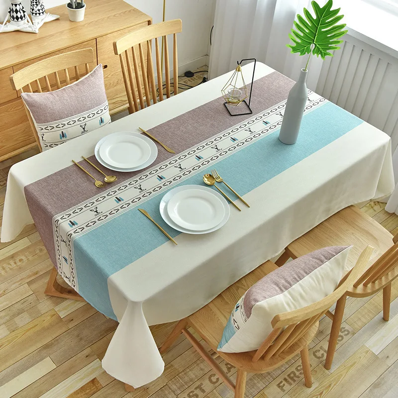 

Modern Several Color Stitching Printing Rectangular Tablecloth for Table Home Decoration Waterproof Coffee Tables Cover Manteles