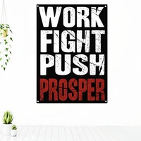 work fight push prosper inspirational wall art tapestry prints poster canvas painting success quotations banner flag home decor