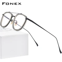 fonex acetate titanium eyeglasses frame men retro square prescription glasses women 2022 vintage myopia optical eyewear f9025