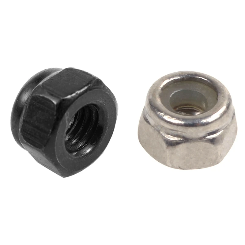 

100Pcs Zinc Plated Nylon Insert Hex Lock Nuts Black M2.5 & M2