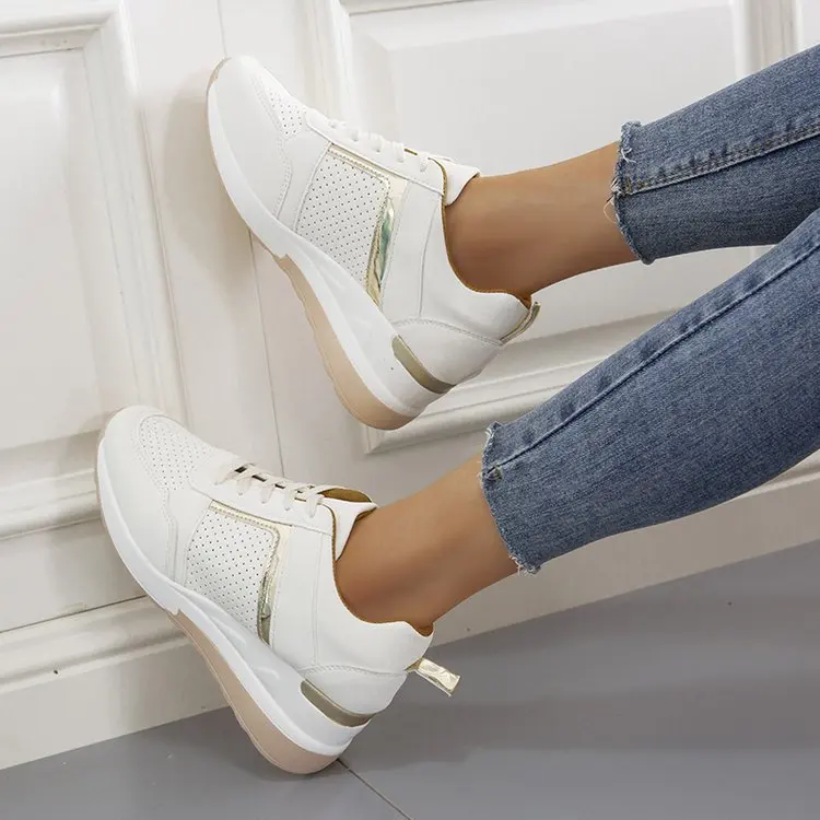 

Platform Wedge Sneakers Lace-Up Mesh Sneakers