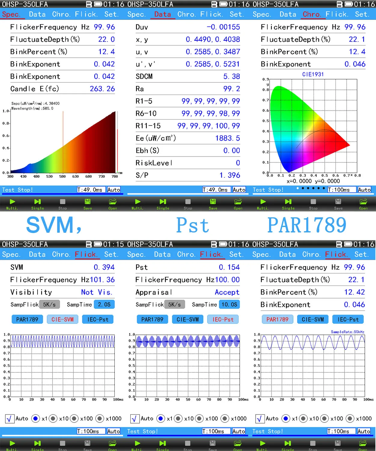 Тестер мерцания PST SVM Спектрометр OHSP350LFA ГОПОКОЛЬОР Также тест CC CRI метр