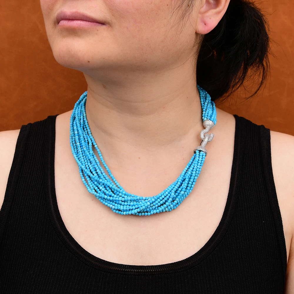 Ожерелье-чокер с гранеными круглыми бусинами 19 дюймов 14 рядов