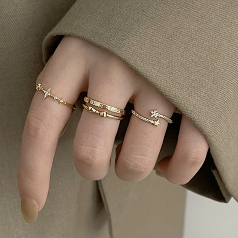 

Classic Fashion Vintage Rings For Women Four Ring Set Korean Jewelry Gift Free Shipping