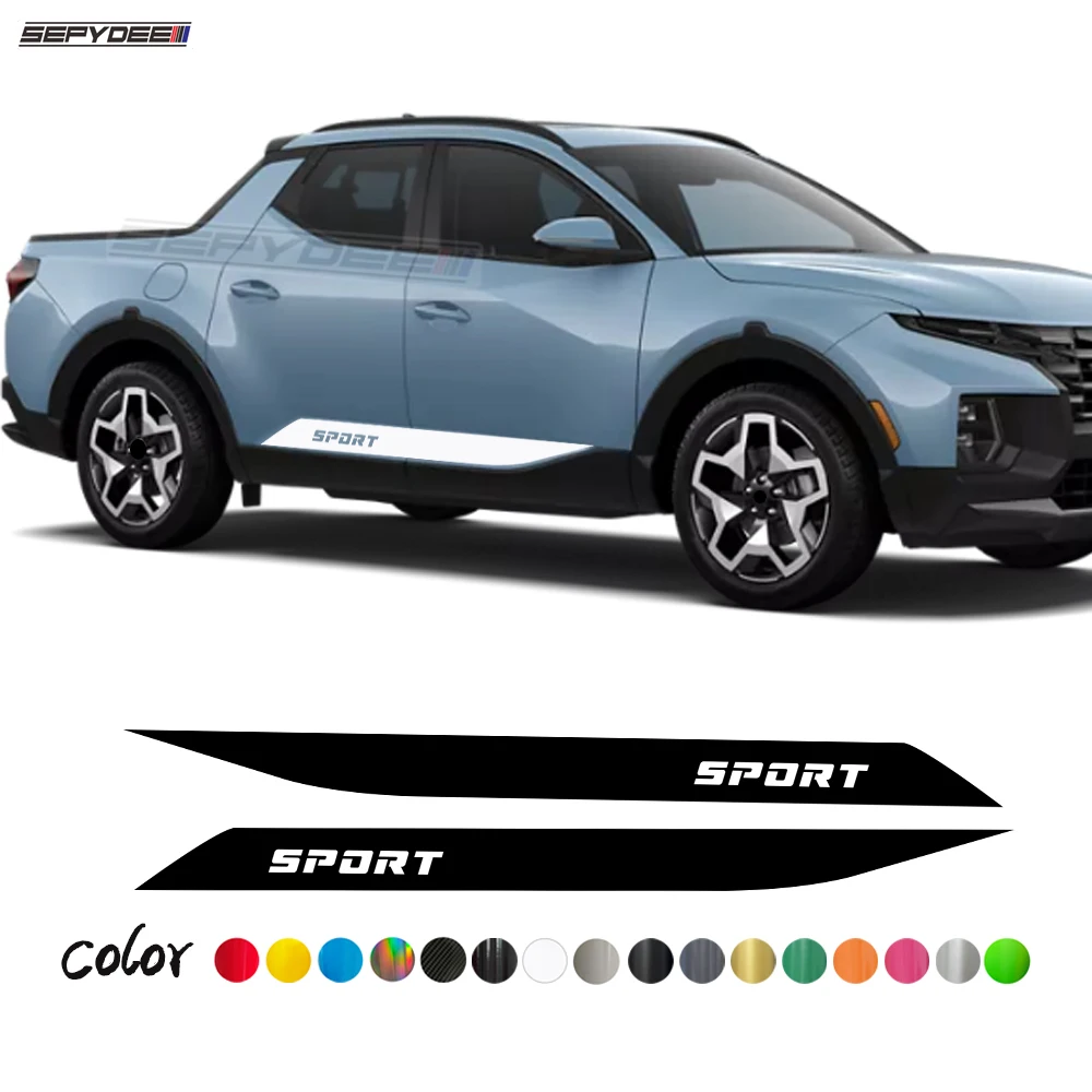 

2Pcs Racing Sport Pickup Truck Car Door Side Stickers for Hyundai Santa Cruz SE SEL Body Decor Vinyl Decals Car Accessories