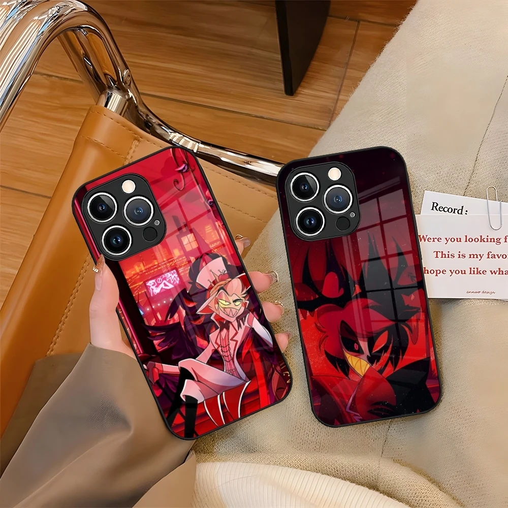 Чехол для телефона H-HazbinS Hotels из закаленного стекла iPhone 16 15 13 14 12 11 Pro XS Max Plus Mini SE2020
