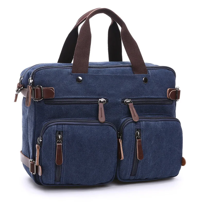 Casual Canvas Bag Business Briefcase Portable Messenger Shoulder Three-use Bag Large Can Hold 17 Inch Computer Bag