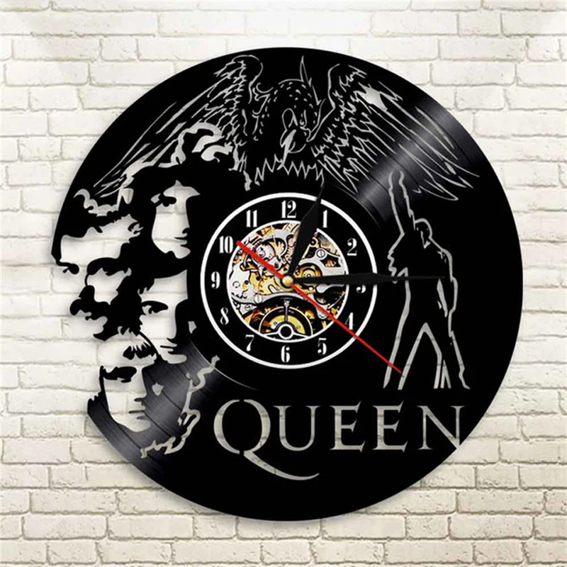 

Часы с виниловой пластиной Queen Rock Band, классические художественные настенные часы с CD-диском, подарок для королевы, поклонники группы, креати...