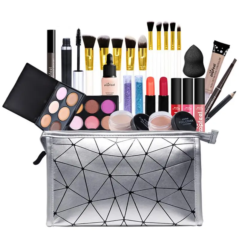 

37pcs All In One Makeup Set Concealer Lipstick Concealer Stick Eye Shadow Mascara Eyebrow Pencil Brush Cosmetic Bag For Beginner