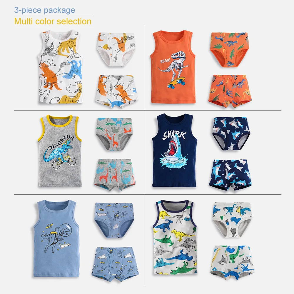 

Fashion Children T-shirts for Baby Boys Graphic Tee Cotton Vest Tops Kids Summer Clothes Sleeveless Vest+Shorts 3PCS Children Cl