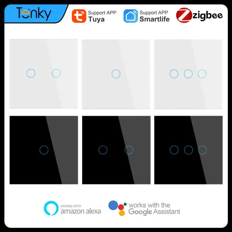 

Tuya Zigbee 1-3 Gang Universal Touch Switch Panel Wireless Smart Home Voice Control Work With Alexa Google Home Assistant