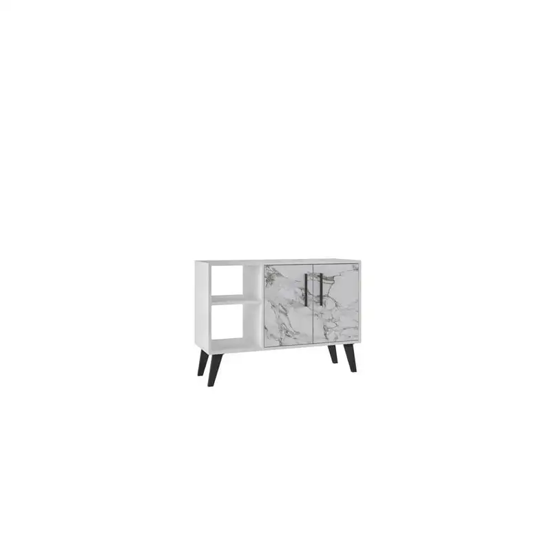 

Amsterdam 35.43" Sideboard with 4 Shelves in White Marble