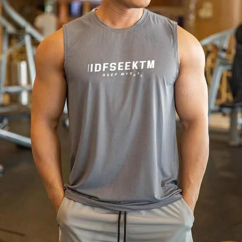 Men's Fitness Sports Vest Running Gym Tank Tops Workout Sportswear Jogging Undershirt Male Sleeveless Shirts Summer Tanktop Man