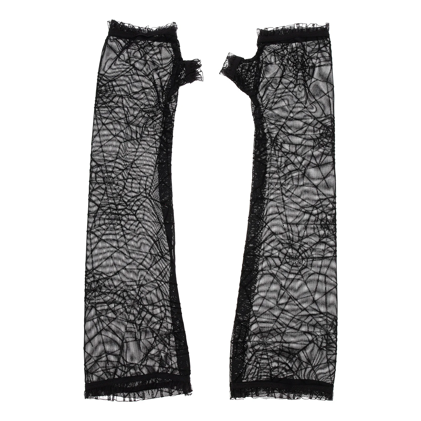

Gloves Lace Fingerlesselbow Arm Black Glove Spider Sleeve Costume Party Gothsatin Length Bridal Floral Cosplay Haunted House