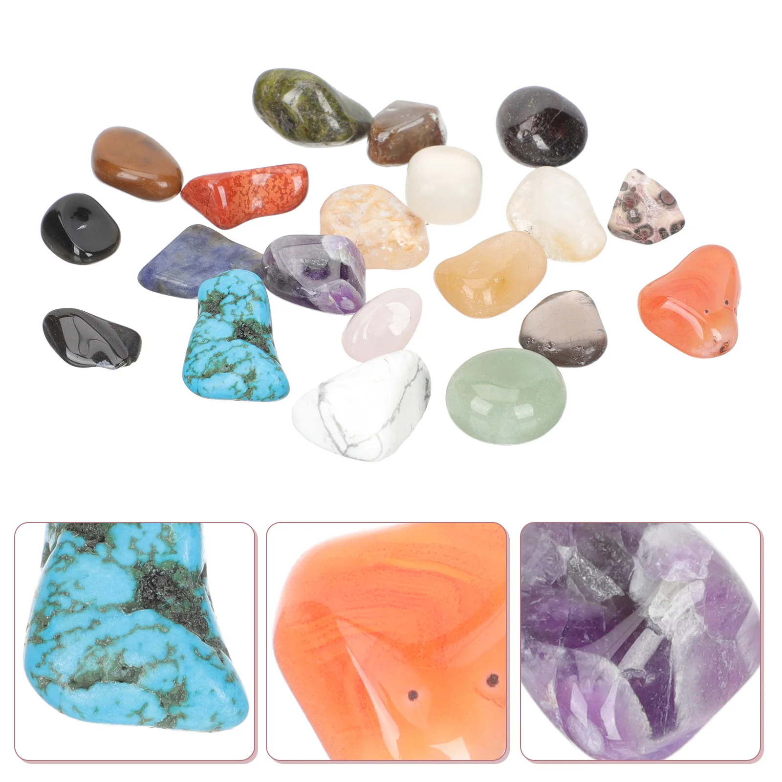

20pcs Stones Exquisite Natural Tumbled Stones Collection Polished Gemstones Polished Stones Tumbled Crystals