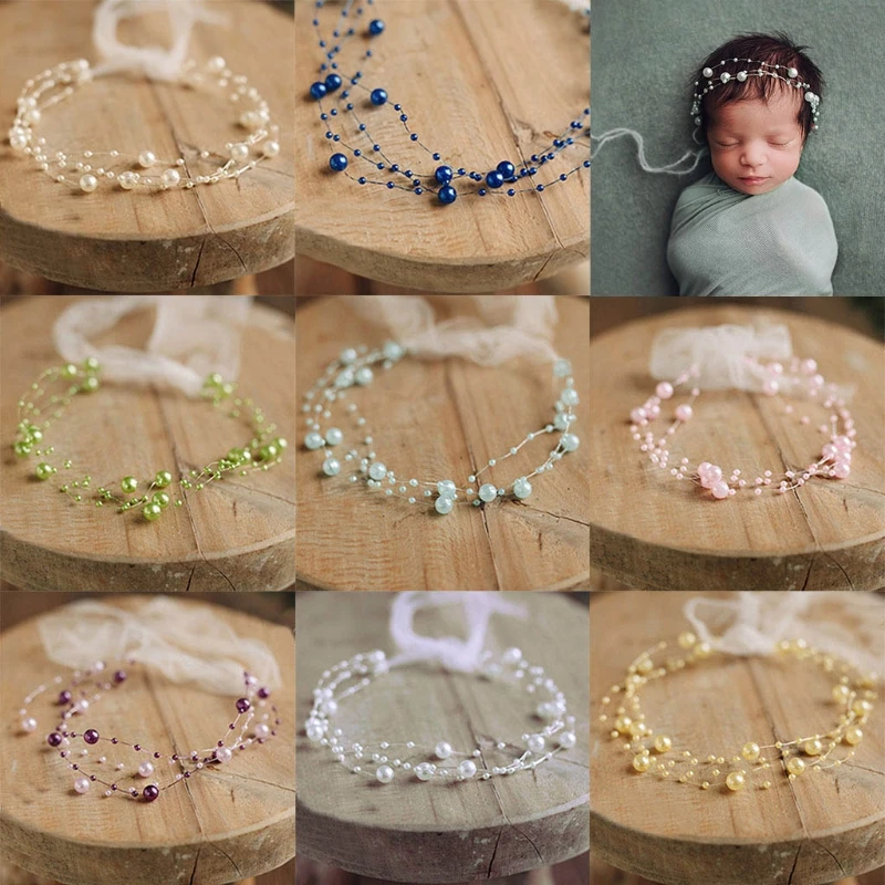 

Baby Newborn Photography Props Pearl Princess Headband Infants Photo Shooting Hair Band Headdress Shoot Photo Accessories