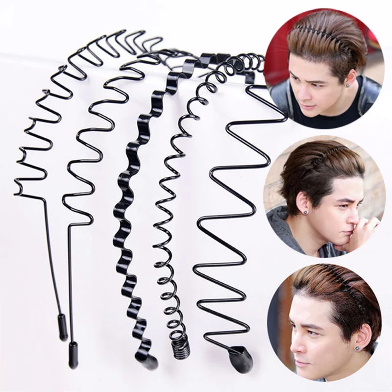 

Black Metal Wave Shaped Headband Bangs Holder Men Women Headband Face Washing Headdress Hair Hoop Non Slip Hair Accessories