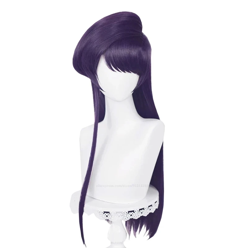 Komi Can't Communicate Komi Shoko Cosplay Wig Anime Komi-san Wa Comyushou Desu Cosplay Dark Purple Long Women Wig