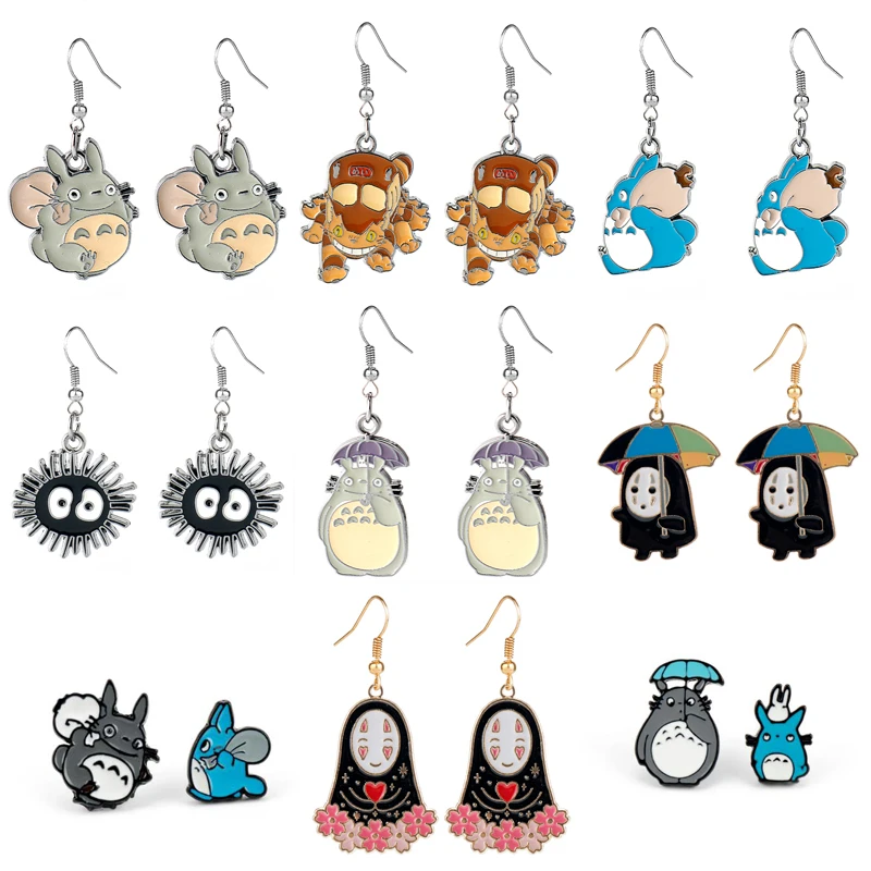 

Аниме висячие серьги без лица с изображением животных модные креативные милые Мультяшные серьги из сплава Тоторо ювелирные изделия для женщин Подарки для девочек