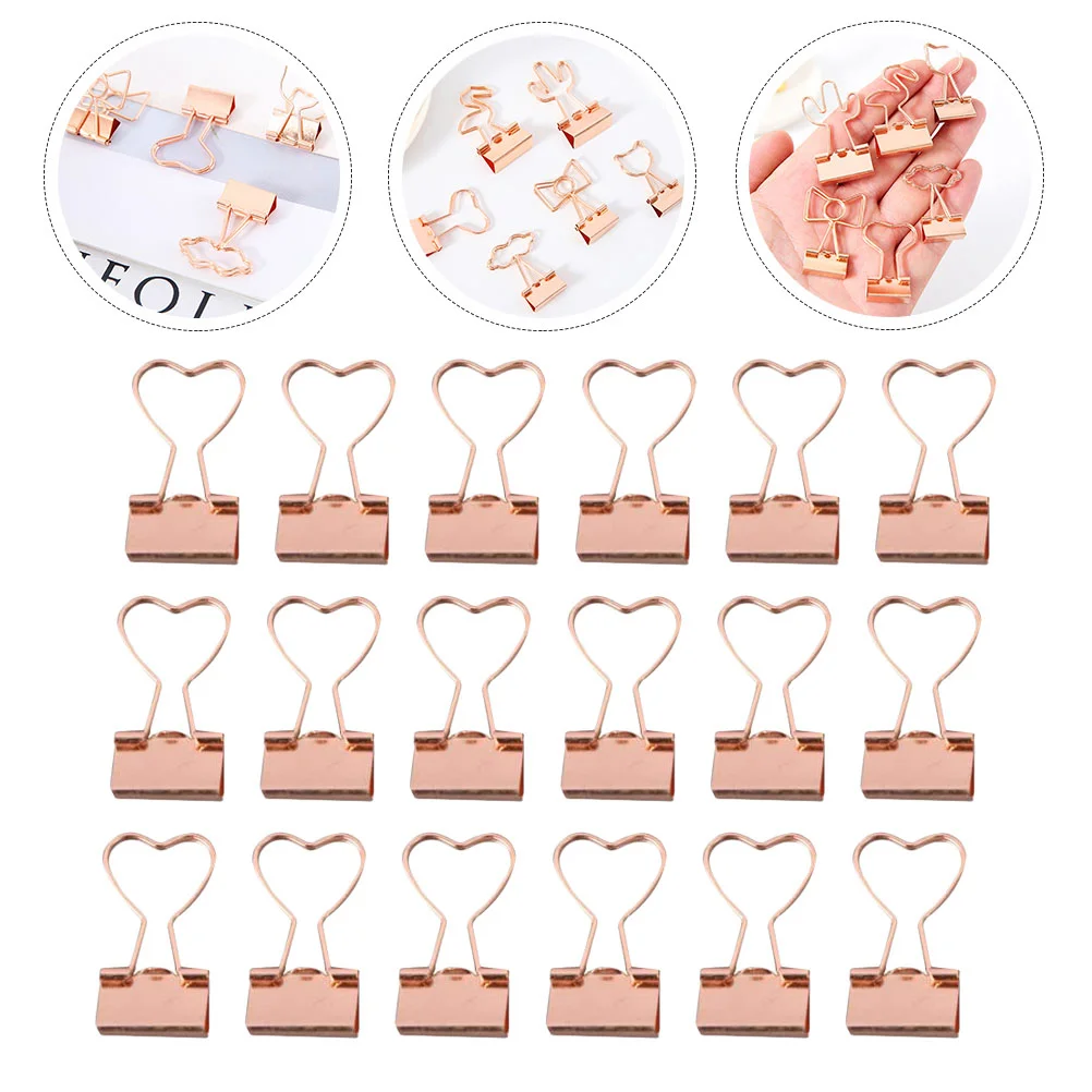 

20 Pcs Little Clip Heart Shaped Binder Clips Book Clamps Mini Paper Clips Mini Office File Tail Organizing Professional