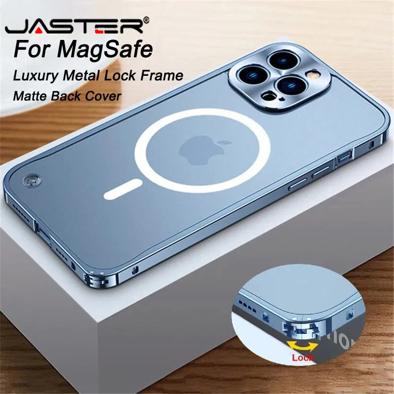 

Luxury Metal Frame Translucent Frosted Back Plate Magnetic Case for Magsafe IPhone 11 12 13 14 15 Pro Max Plus 12 13 Mini Cover