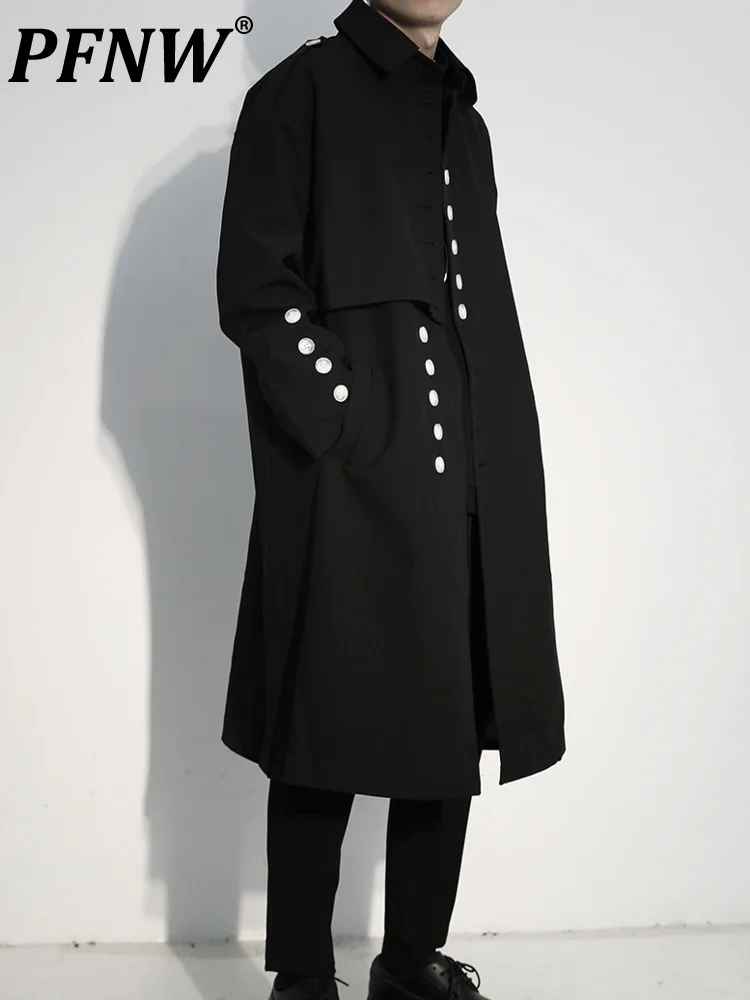 

PFNW Autumn And Winter 2023 New Dark Niche Design Style Mid Length Trench Coat Men's Loose Silhouette Jacket Tide Chi 12A6069