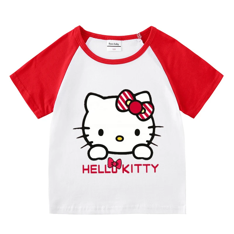 Футболка детская с коротким рукавом и принтом hello kitty |
