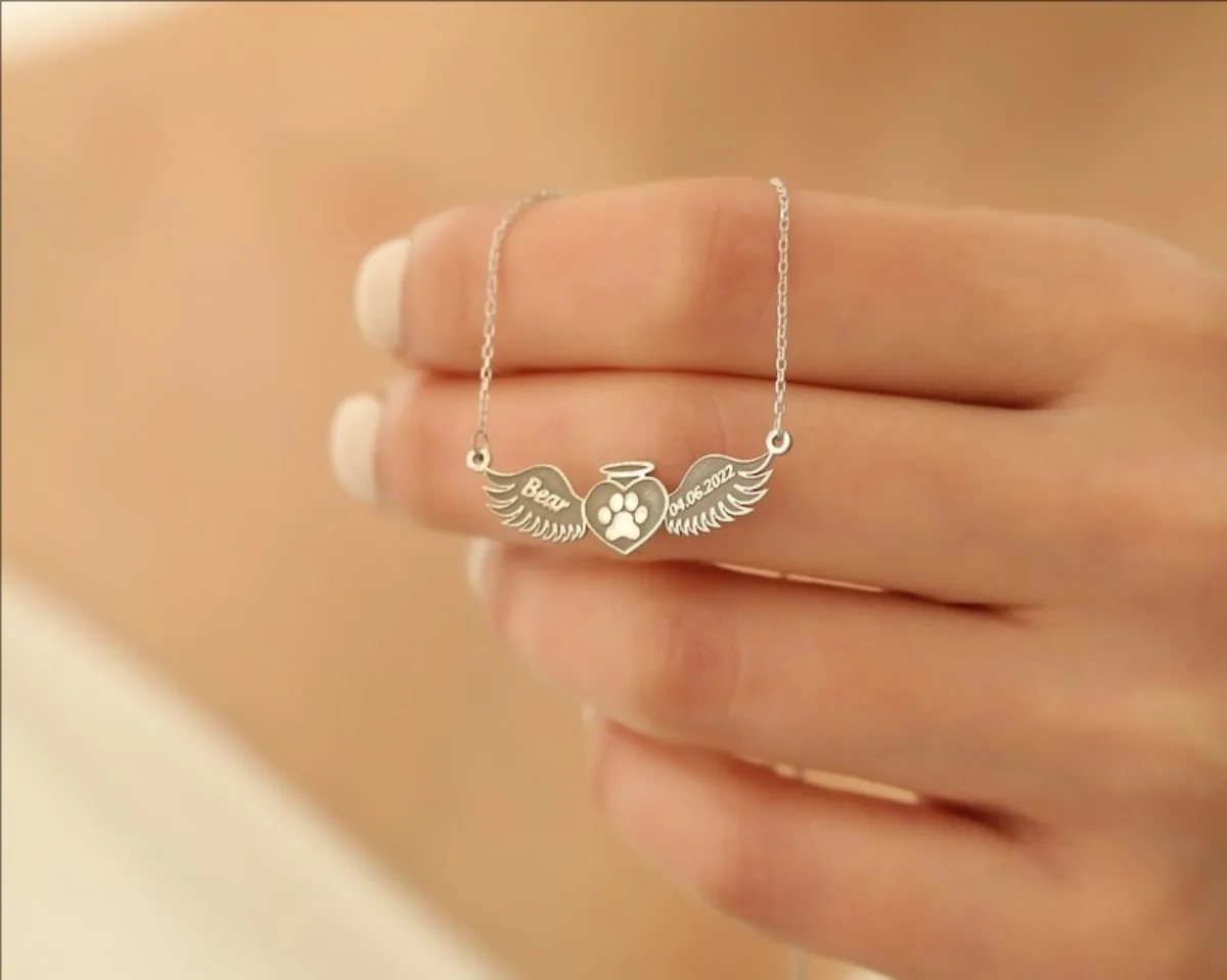 Ожерелье с принтом лапы на заказ и крыльями ангела ожерелье крылатыми лапами