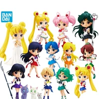 bandai qposket sailor moon wedding dress anime characters figure desktop ornaments collectible model toys pvc model cartoon toys