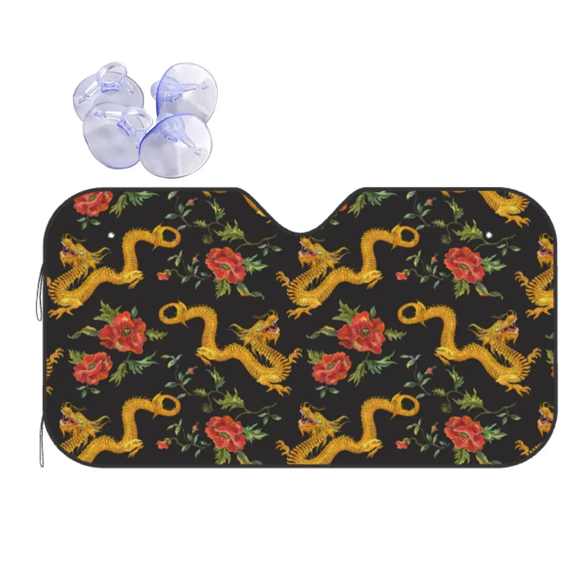 

Flower Cool Myth Dragon Tradition Personality Sunshade Windscreen 76x140cm Foils Car Window Windscreen Cover Front Window Cover