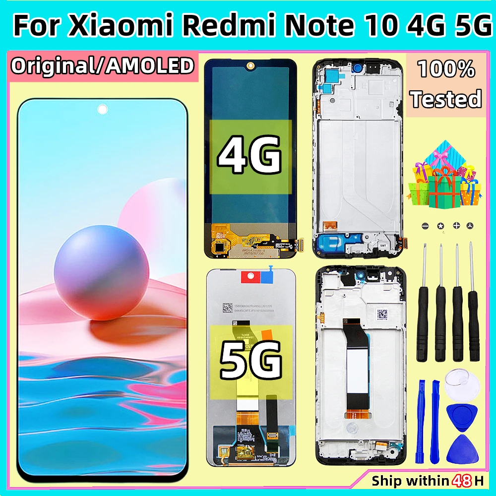 

Super AMOLED For Xiaomi Redmi Note 10 4G LCD Note 10S Display M2101K7AI Touch Screen Digitizer For Redmi Note 10 5G POCO M3 Pro