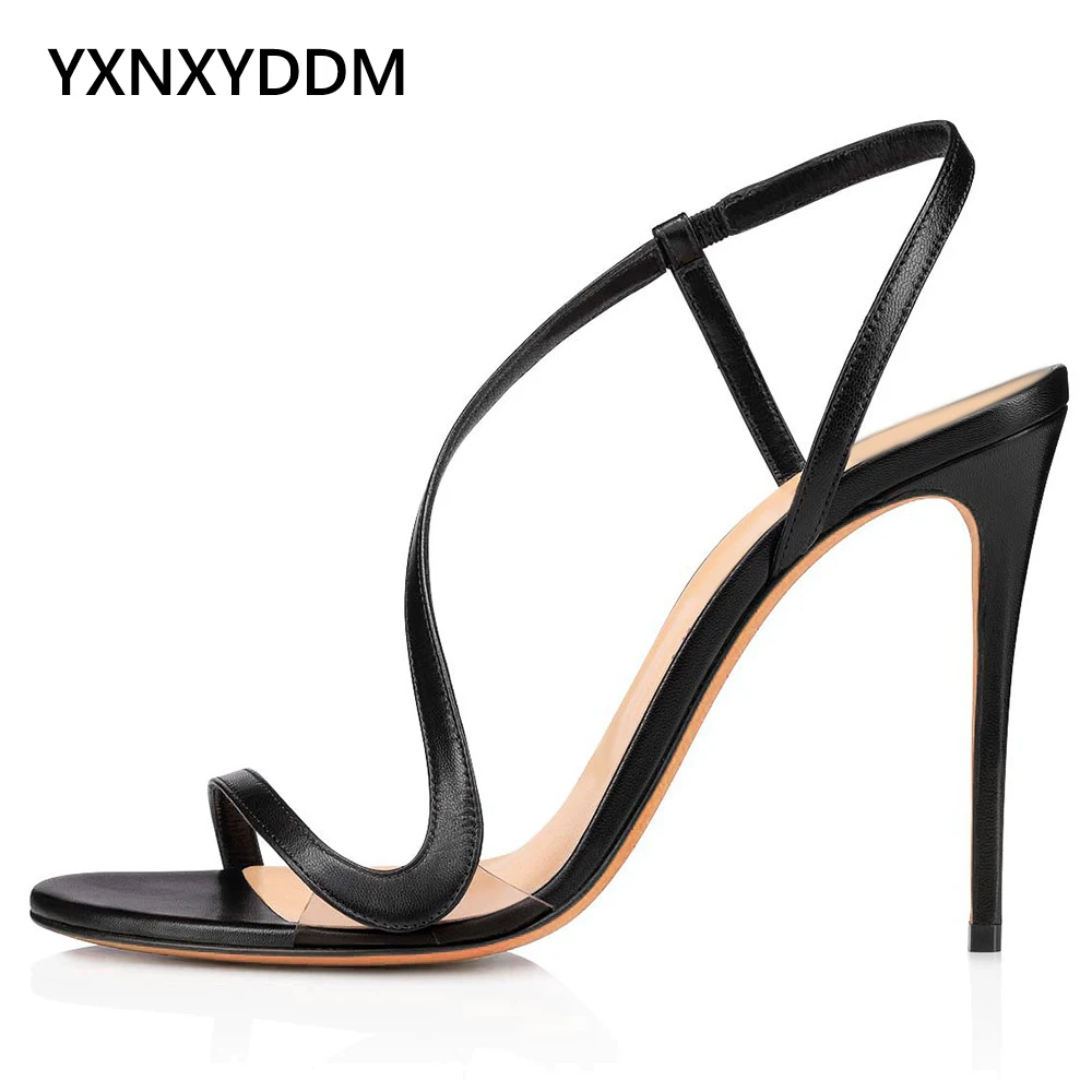 YXNXYDDM 2023 Women's New Stilettos High Heel Summer Sandals Round Toe Elegant Party Heels Dress Shoe Ladies Large Size Footwear