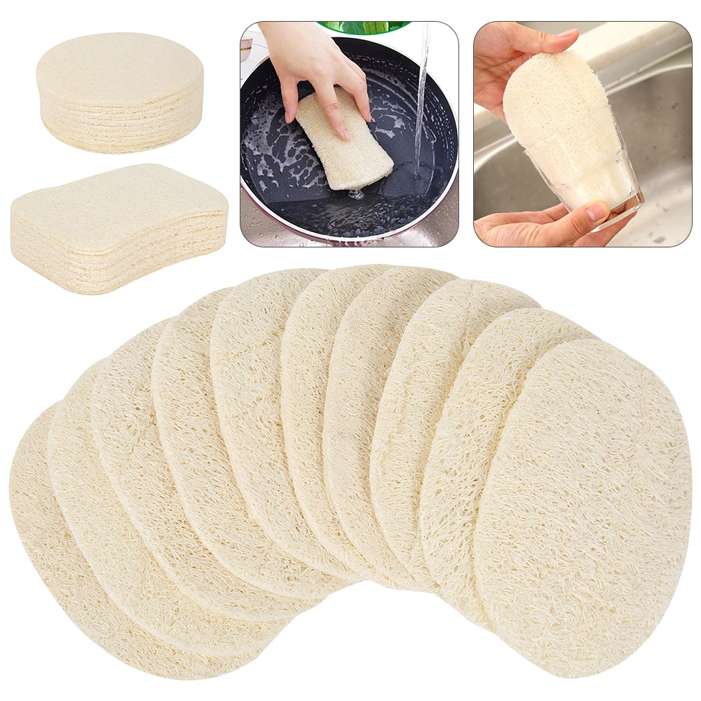 

5Pcs Natural Luffa Sponge Dish Cleaning Cloth Loofah Scrub Pad Dish Pot Scrubber Sponge Kitchen Household Clean Brushes Pad