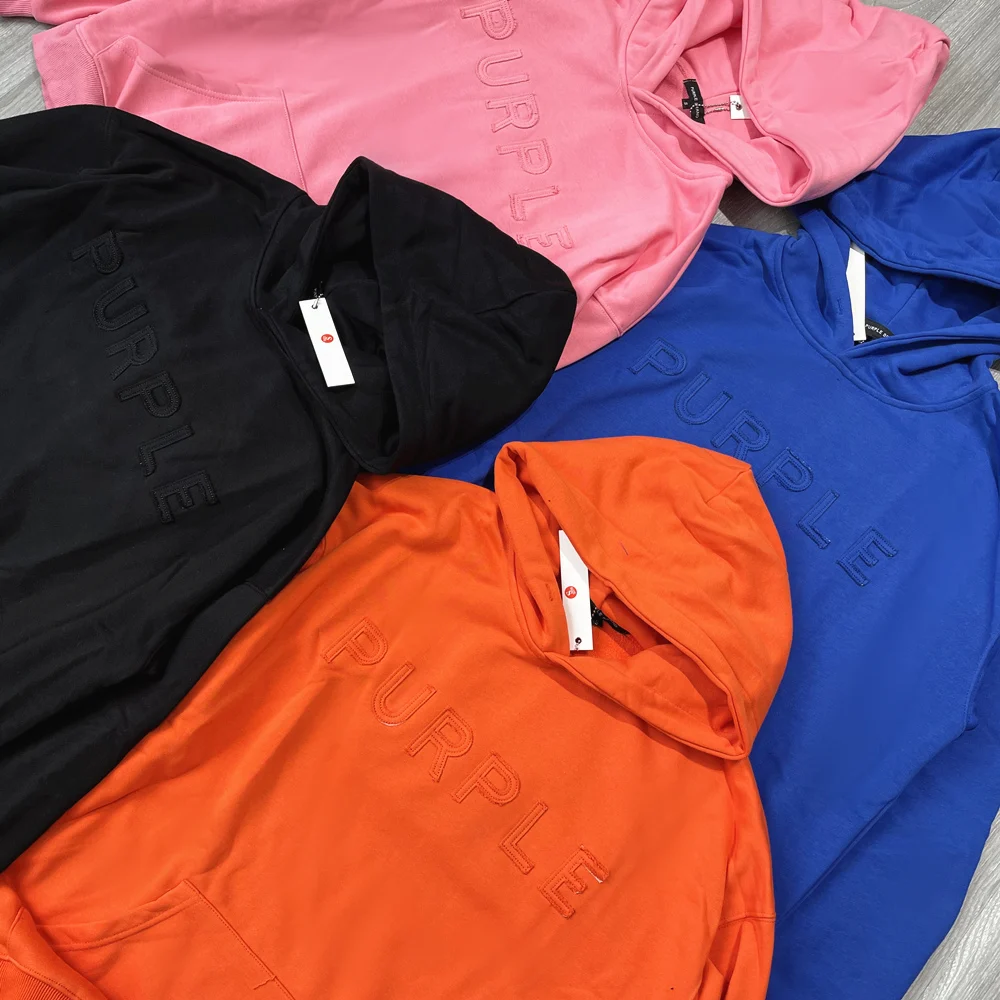 

Frog Drift Niche Style Purple Brand Monochrome Embroidery Heavy Cotton Tops Hooded Men Clothing Loose Minimalist Style Hoodies