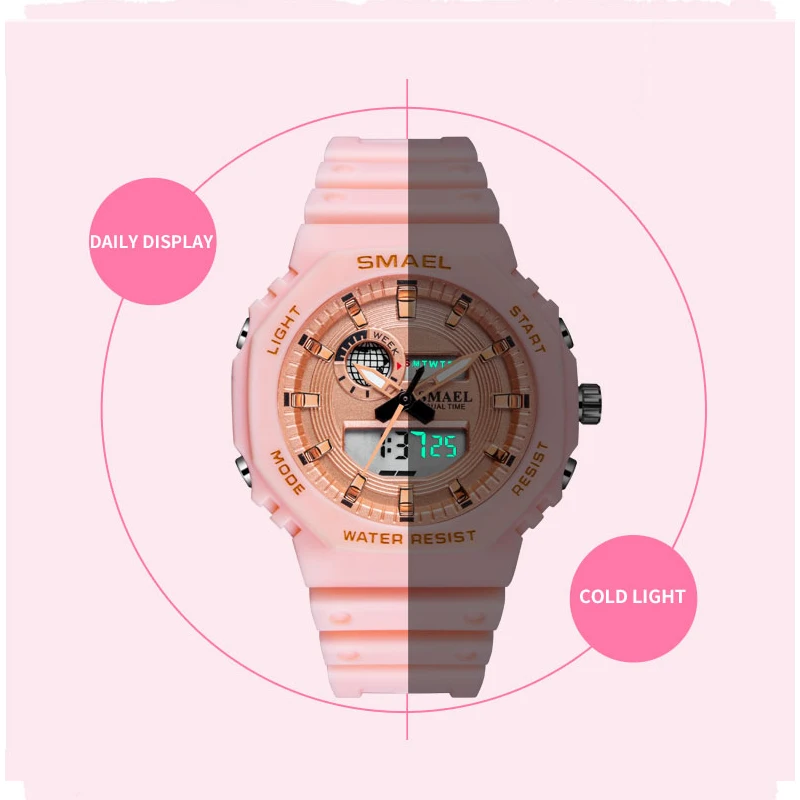 SMAEL Fashion Women Digital Watch Top Luxury Brands Sports Ladies Watches LED Quartz Small Dial Wrist Watch Relogio Feminino enlarge
