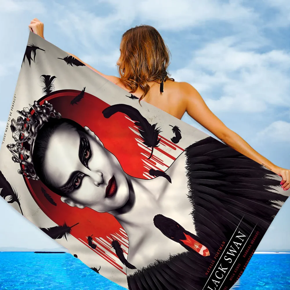 Movie B-Black S-Swan Classic Anime Microfiber Beach Towel Absorbent Quick Dry Soft Yoga Swimming Resort Mountain Climbing