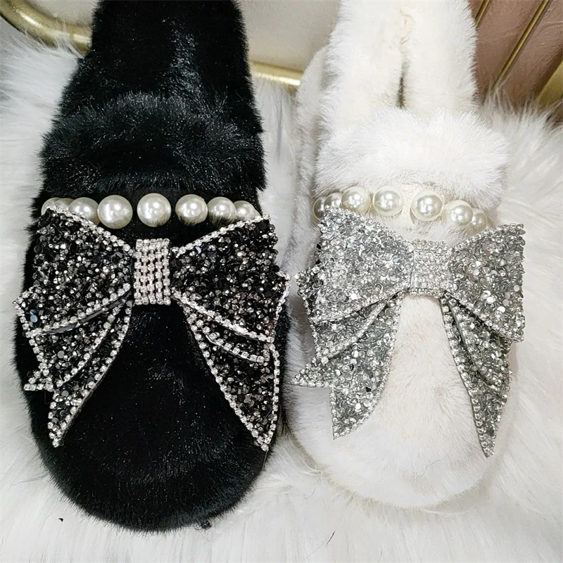 

Зимние теплые ботинки с низким верхом, украшенные искусственными бабочками, с флисовым жемчугом, Классические ботинки ручной работы на заказ для женщин 35-40