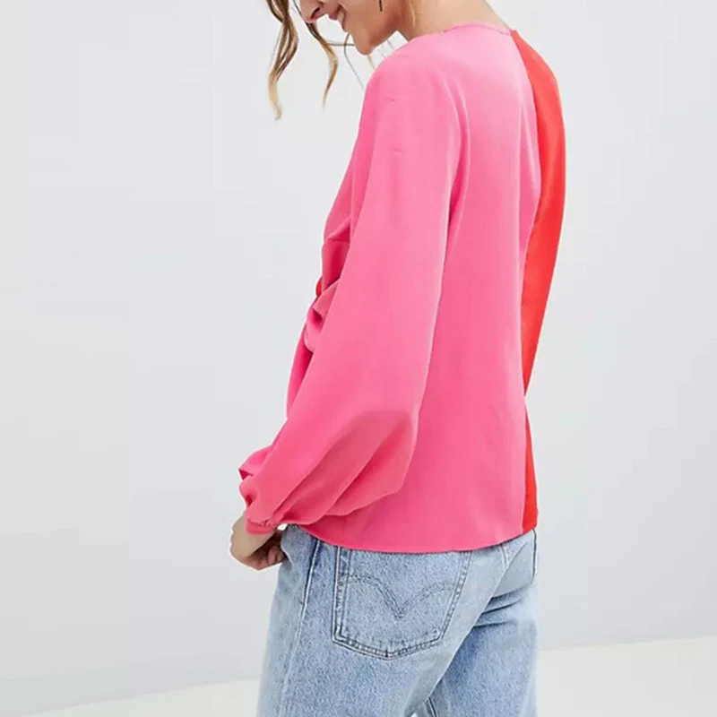 Рубашка Kink Женская с длинным рукавом пикантный Свободный Топ глубоким V-образным