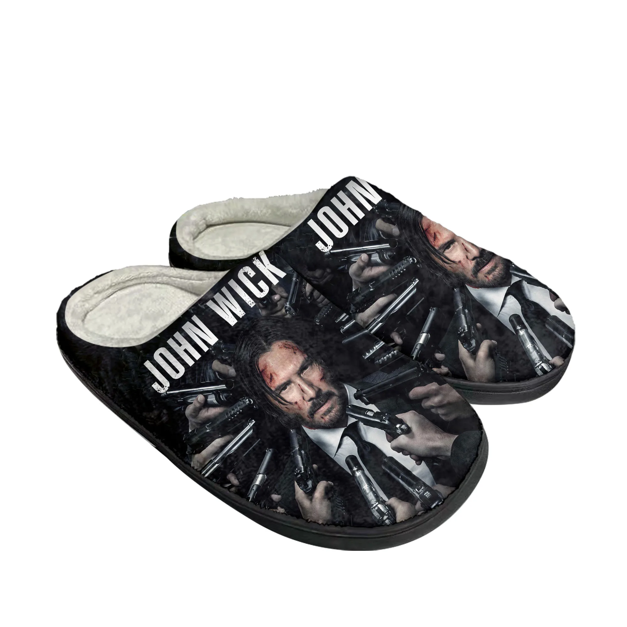 

John Wick Keanu Reeves Home Cotton Slippers Mens Womens Plush Bedroom Casual Keep Warm Shoes Thermal Slipper Customized DIY Shoe