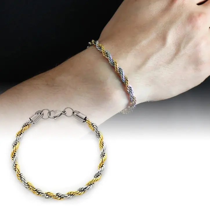 

Мужской серебристый веревочный браслет Nipora