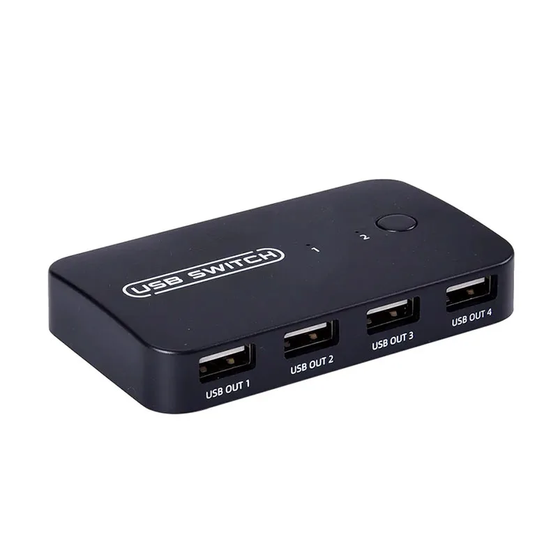 Черный переключатель 2 в 4 выхода Plug And Play Usb 2,0 автоматический переключатель принтера совместное использование Usb переключатель KVM адаптер контроллер для ПК