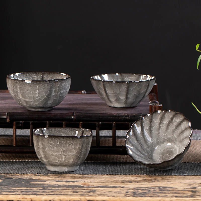 

Стеклянная керамическая чайная чашка из черного льда, большая домашняя чашка для мастеров, можно открывать, чтобы поднимать чайные чашки, с...