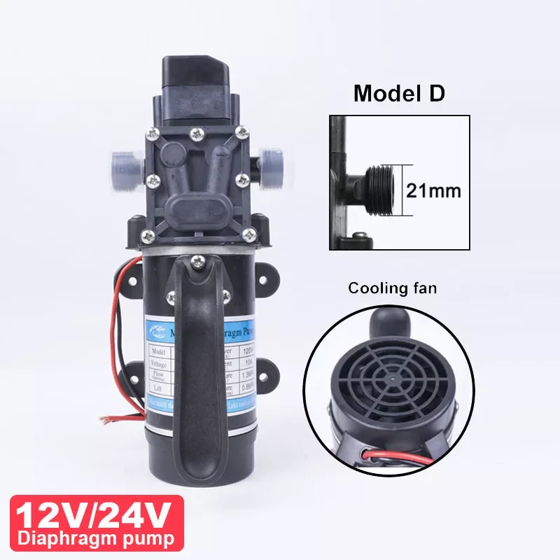 

DC12V 24V 10L 8L / MinType Electric Water FIlm High Pressure Self-Priming Pump For Garden Return Valve 120W 100W 130PSI